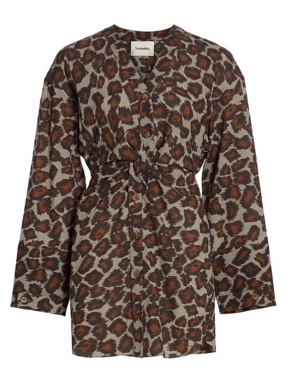 Nanushka Johanna twist mini dress Leopard print size Large